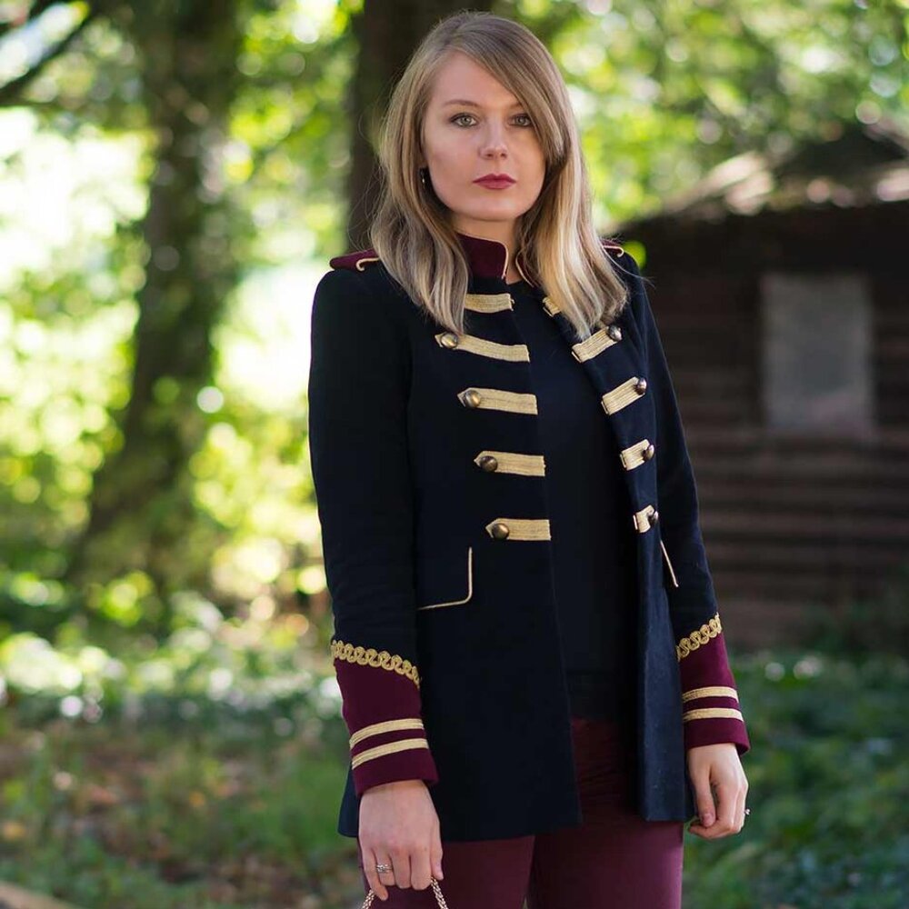 ZARA Velvet Military Jacket Navy Blue Velour Blazer Coat Rare